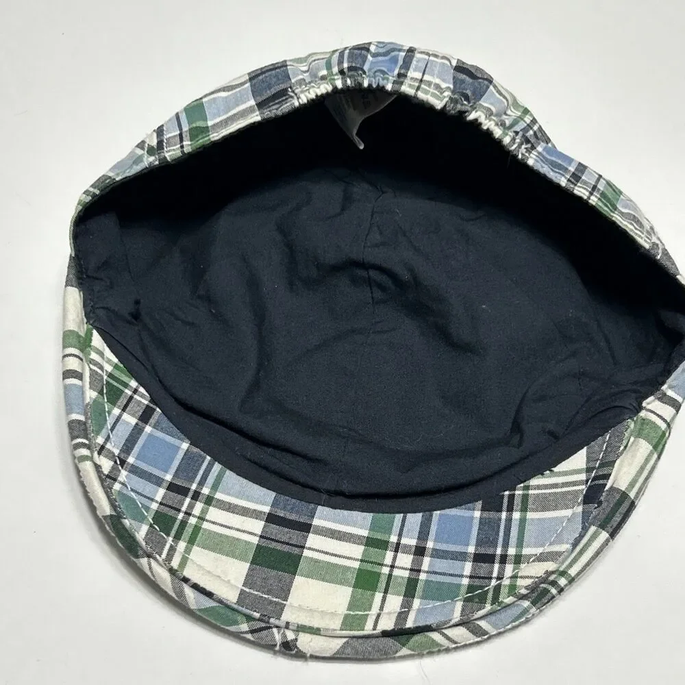 Gymboree Boys Preppy Plaid Golf Hat 4T-5T Cabbie Newsboy Blue Green White